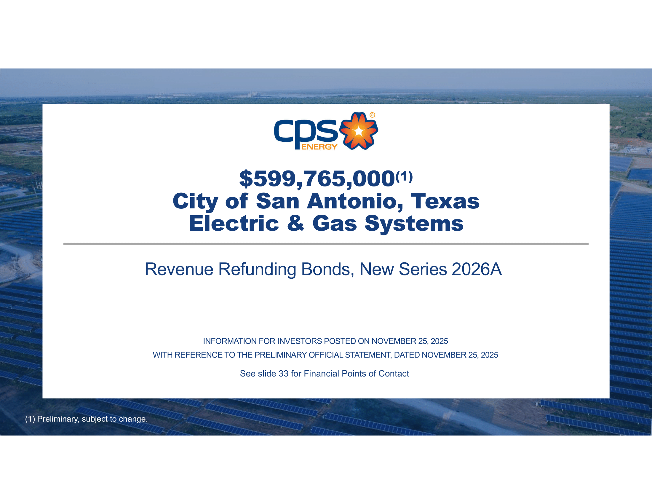 Roadshow for CPS Energy