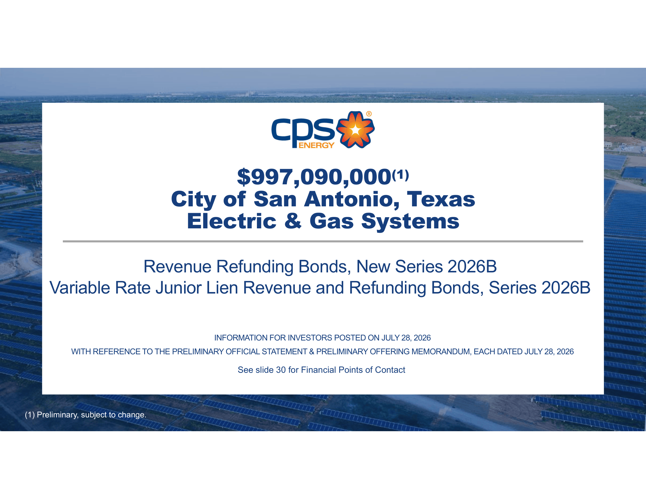 Roadshow for CPS Energy