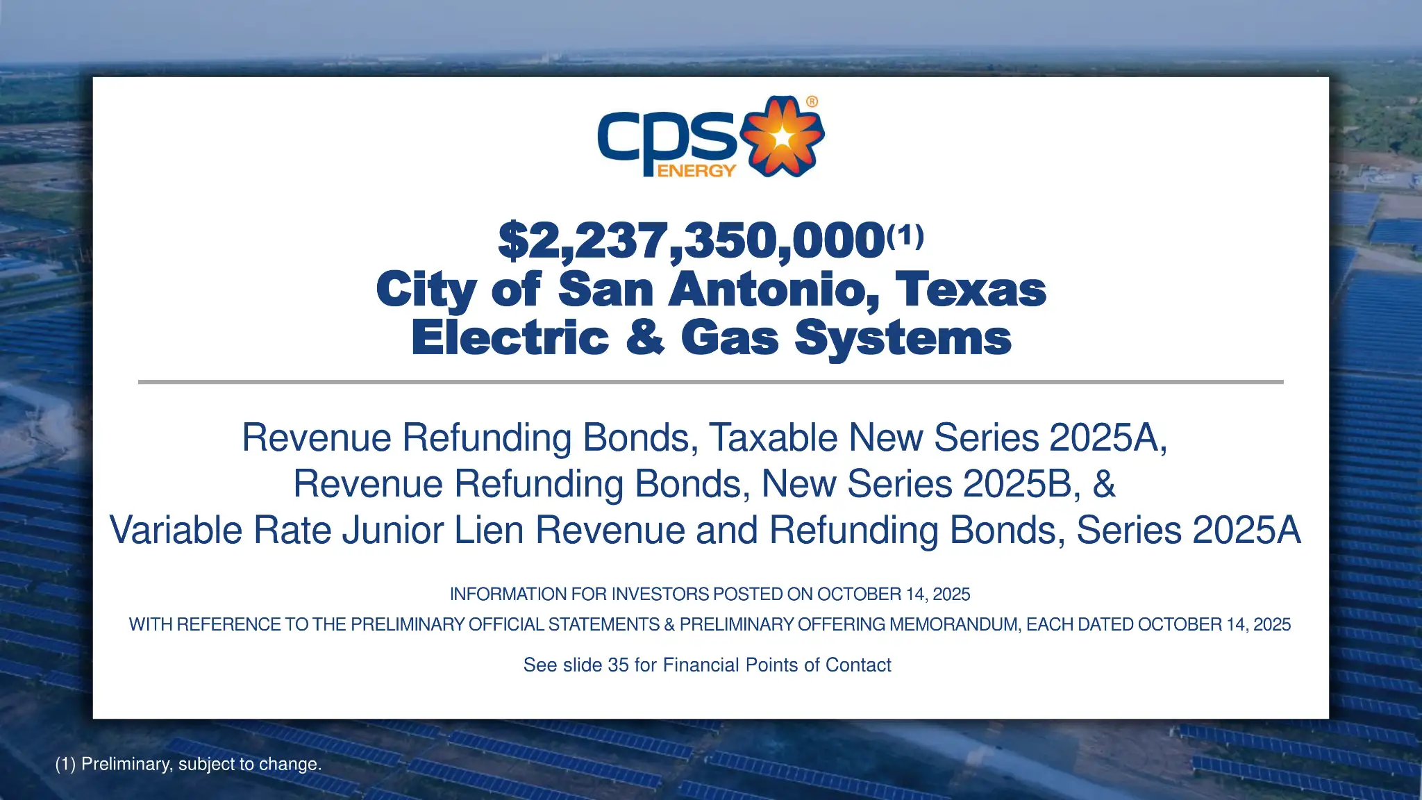 Roadshow for CPS Energy