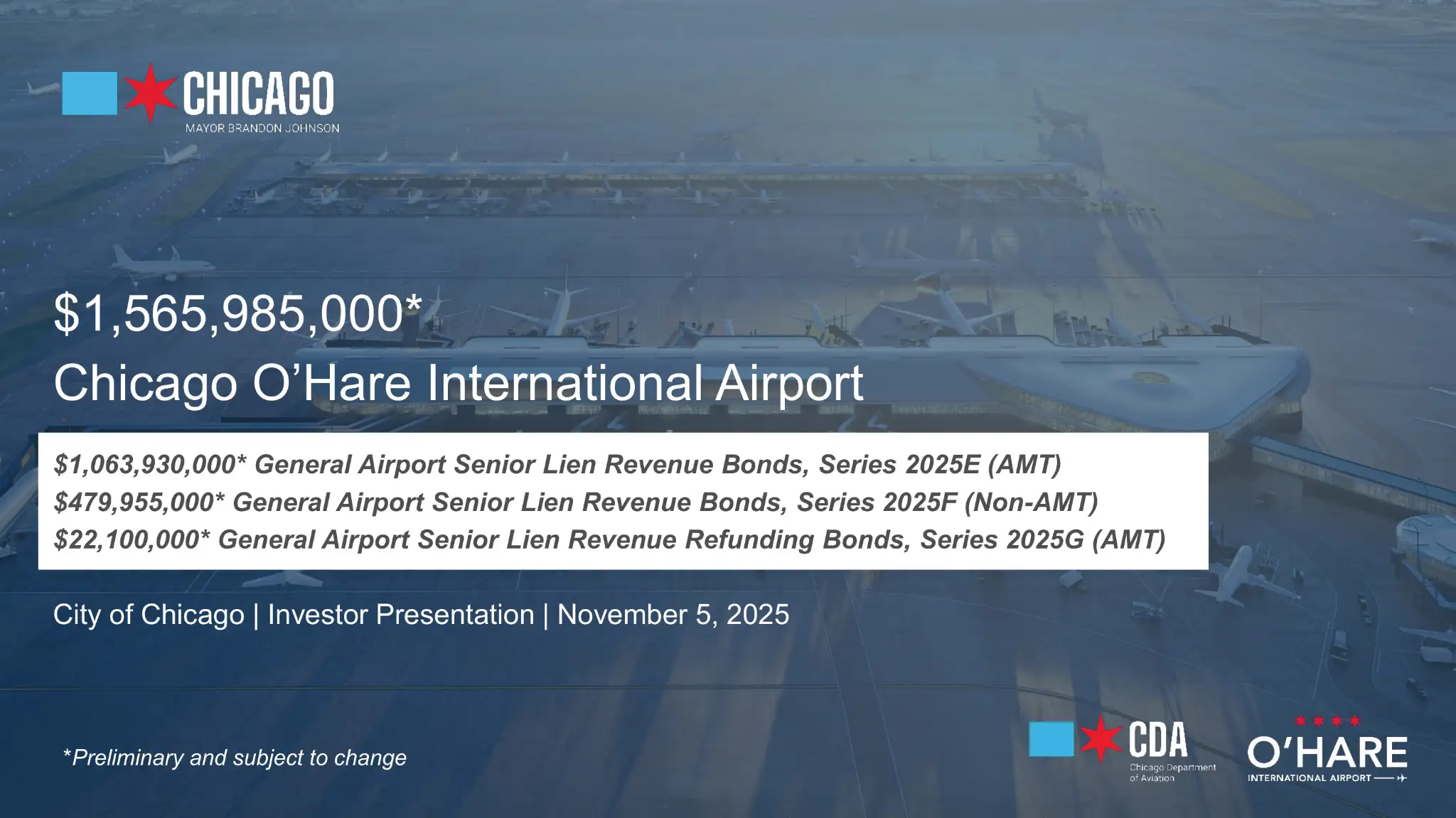 Roadshow for City of Chicago Investor Relations