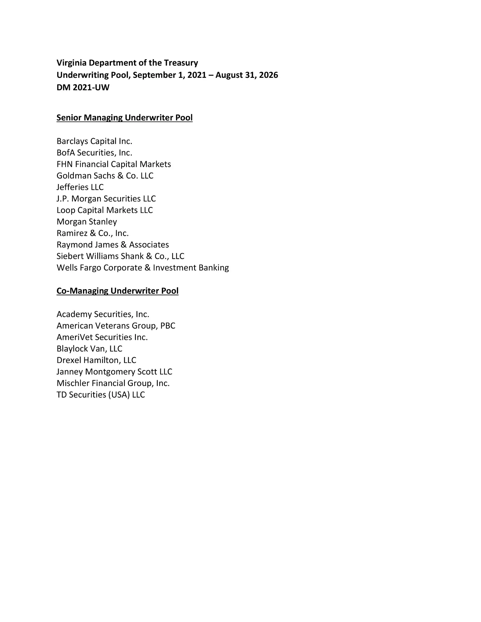 TRS Underwriting Pool 2021   Results for Publication   2025