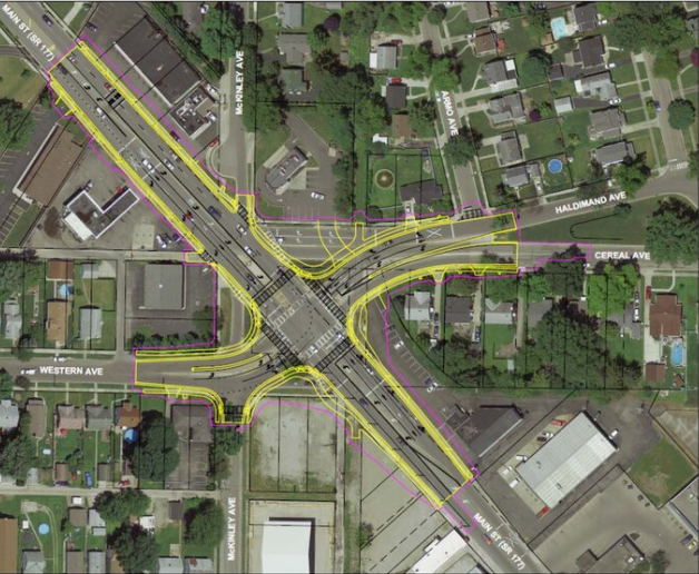 Preview photo for Realignment of Main, Cereal, Haldimand, Western, and McKinley Avenues.