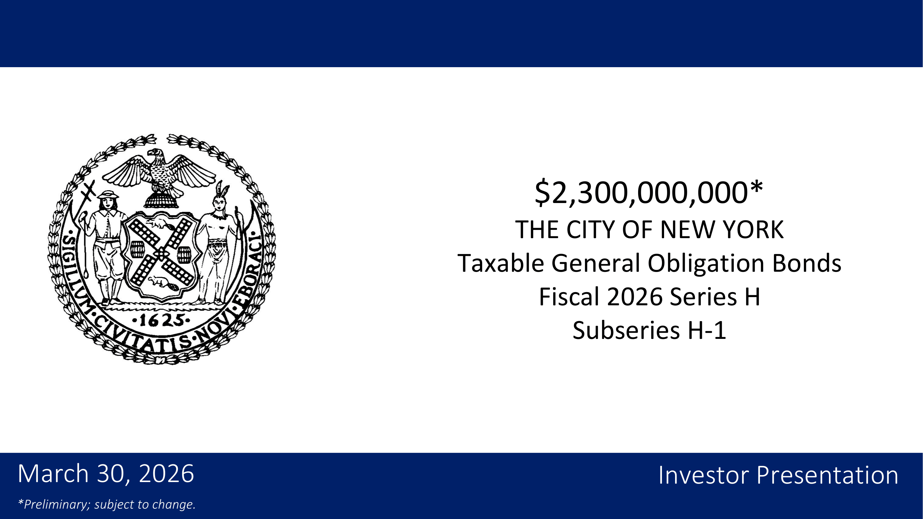 Roadshow for City of New York