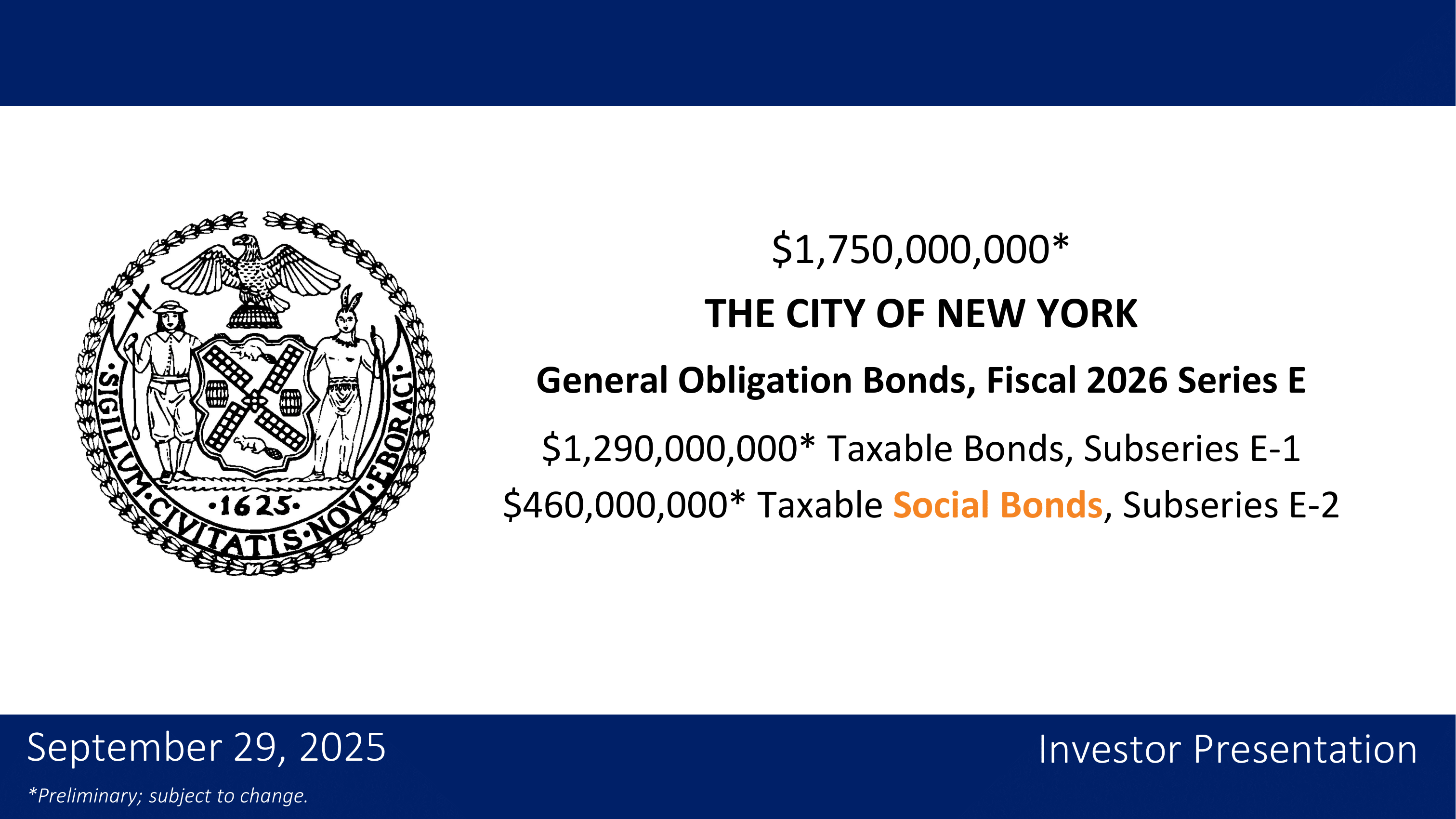 Roadshow for City of New York