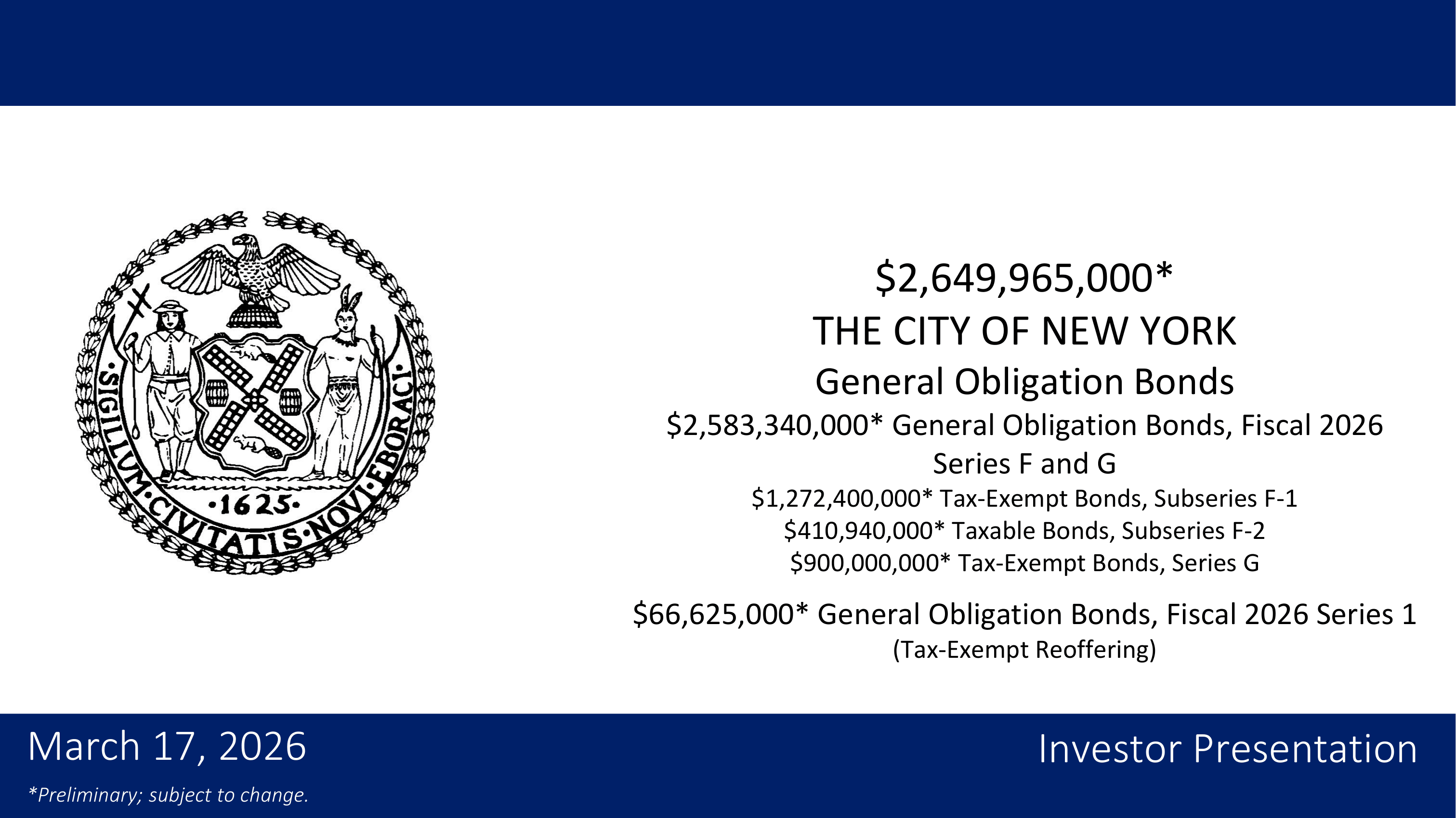 Roadshow for City of New York